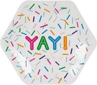 🍽️ convenient 24-count disposable plates - hexagon design for kids birthday party, appetizer, lunch, dinner, and dessert - 9 x 8 inches logo