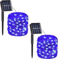 🔆 outdoor solar string lights waterproof 8 modes fairy lights for bedroom party christmas dancing homes - 2-pack of 100-led solar fairy lights (blue) логотип