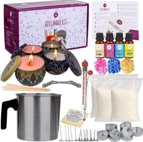 img 4 attached to Complete DIY Candle Making Kit for Adults – 66 PCS with 4 Decorative Candle Tins, 10 Tealight Candle Tins, Soy Wax, Dye, Fragrance Oils, Cotton Wicks, Melting Pot, and Wick Holder – Arts, Crafts, and Candle-Making Supplies