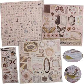 img 2 attached to 🎨 PICKME's D.I.Y Vintage Scrapbook Kits for Adults & Kids: Create Lasting Memories with Hardcover Album, Stationery Set, Gold Embossed Stickers, Ribbons & Journaling Supplies - 12"x12", 130Pc