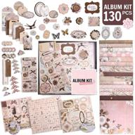 🎨 pickme's d.i.y vintage scrapbook kits for adults & kids: create lasting memories with hardcover album, stationery set, gold embossed stickers, ribbons & journaling supplies - 12"x12", 130pc logo