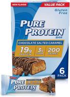 pure protein bars: fuel your energy with nutritious, low sugar, gluten free snacks - chocolate salted caramel, 1.76oz, 6 pack logo