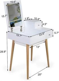 img 3 attached to 💄 Effortless Elegance: Facilehome White Dressing Vanity Table with Flip Top Dressing Mirror and 2 Drawers for Perfect Makeup