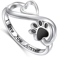 🐾 puppy pet lovers paw print ring: 925 sterling silver animal jewelry for pet owners - perfect gift for pet loving friends & families logo