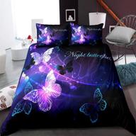 🦋 transform your bed with patatino mio microfiber 3d dreamy night butterfly duvet cover bedding set – vibrant pink, purple, blue, and black colors for kids, teens, and adults - queen size logo