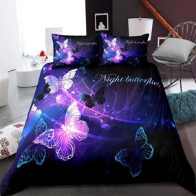 img 4 attached to 🦋 Transform Your Bed with PATATINO MIO Microfiber 3D Dreamy Night Butterfly Duvet Cover Bedding Set – Vibrant Pink, Purple, Blue, and Black Colors for Kids, Teens, and Adults - Queen Size