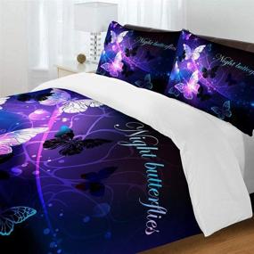 img 2 attached to 🦋 Transform Your Bed with PATATINO MIO Microfiber 3D Dreamy Night Butterfly Duvet Cover Bedding Set – Vibrant Pink, Purple, Blue, and Black Colors for Kids, Teens, and Adults - Queen Size