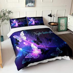 img 1 attached to 🦋 Transform Your Bed with PATATINO MIO Microfiber 3D Dreamy Night Butterfly Duvet Cover Bedding Set – Vibrant Pink, Purple, Blue, and Black Colors for Kids, Teens, and Adults - Queen Size