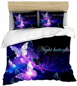 img 3 attached to 🦋 Transform Your Bed with PATATINO MIO Microfiber 3D Dreamy Night Butterfly Duvet Cover Bedding Set – Vibrant Pink, Purple, Blue, and Black Colors for Kids, Teens, and Adults - Queen Size