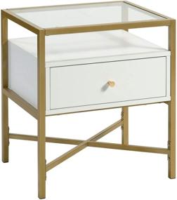 img 4 attached to 🪑 Sauder Harper Heights Side Table, White Finish, Dimensions: 19.69" x 15.55" x 21.73", with Storage