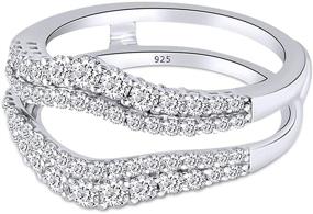 img 2 attached to 💍 1 Ct. Round Double Row Pave Set Curved Enhancer Guard Ring In Gold-plated Sterling Silver With Cubic Zirconia by AFFY