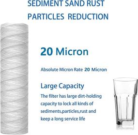 img 1 attached to Lafiucy 20 Micron 10x2.5 String Wound Sediment Water Filter Cartridge, 5 Pack - Whole House Sediment Filtration, Universal Replacement for Most 10 inch Reverse Osmosis (RO) Unit