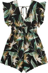 img 4 attached to MakeMeChic Womens Tropical Belted Ruffle Women's Clothing