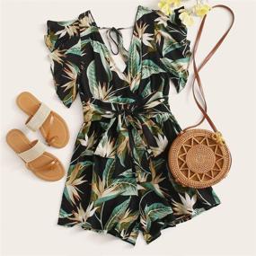 img 3 attached to MakeMeChic Womens Tropical Belted Ruffle Women's Clothing