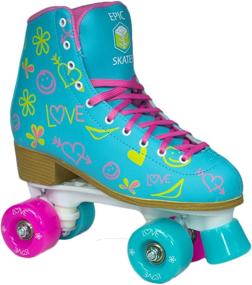 img 3 attached to 🌈 Epic Splash High-Top Roller Skates for Kids - Indoor/Outdoor Quad Skates with Dual Lace Sets (Pink & Yellow)