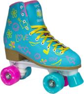 🌈 epic splash high-top roller skates for kids - indoor/outdoor quad skates with dual lace sets (pink & yellow) logo