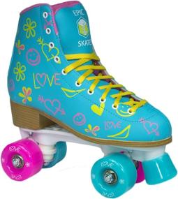 img 4 attached to 🌈 Epic Splash High-Top Roller Skates for Kids - Indoor/Outdoor Quad Skates with Dual Lace Sets (Pink & Yellow)