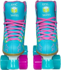 img 1 attached to 🌈 Epic Splash High-Top Roller Skates for Kids - Indoor/Outdoor Quad Skates with Dual Lace Sets (Pink & Yellow)