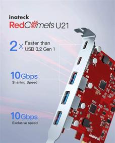 img 3 attached to 💻 Inateck PCIe to USB 3.2 Gen 2 Card: Enhance Speed with 20 Gbps Bandwidth, 5 Ports - 3 Type-A, 2 Type-C, RedComets U21