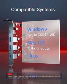 img 1 attached to 💻 Inateck PCIe to USB 3.2 Gen 2 Card: Enhance Speed with 20 Gbps Bandwidth, 5 Ports - 3 Type-A, 2 Type-C, RedComets U21