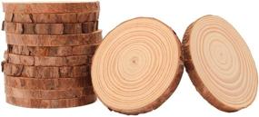 img 4 attached to 🌲 OPULANE Wood Slices 12Pcs 3.5-4 inch Unfinished Natural Craft Wood Circles Tree Slice with Bark Round Wood Discs for Crafts DIY Arts, Rustic Wedding, and Christmas Ornaments