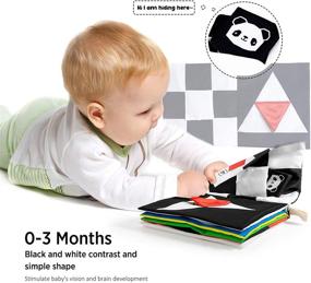 img 3 attached to 📘 beiens Soft Baby Books: Non-Toxic, High Contrast Black and White Touch and Feel Crinkle Cloth Books for Early Education and Stimulation. Perfect Baby Gift & Stroller Toy!