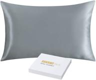 🌙 zimasilk luxurious 100% 25 momme mulberry silk pillowcase for hair and skin health, smooth and hypoallergenic, reinforced hidden zipper, 1 piece designed gift box (iron gray, queen 20x30 inches) logo