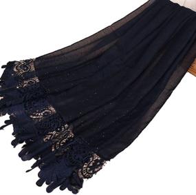 img 3 attached to Stylish LMVERNA Lace Cotton Scarf for Women: Solid Color Long Shawl Wrap - Fashionable & Elegant