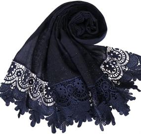 img 4 attached to Stylish LMVERNA Lace Cotton Scarf for Women: Solid Color Long Shawl Wrap - Fashionable & Elegant