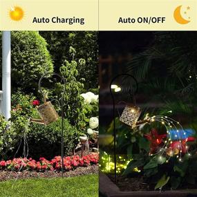 img 2 attached to 🌼 Decorative Outdoor Solar Garden Lights - AEQ Watering Can with Flashing String Lights, Hanging Solar Lantern LED Garden Lights for Yard Patio Lawn - Festive Solar Christmas Lights