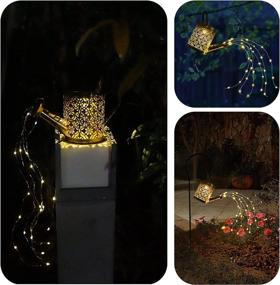 img 3 attached to 🌼 Decorative Outdoor Solar Garden Lights - AEQ Watering Can with Flashing String Lights, Hanging Solar Lantern LED Garden Lights for Yard Patio Lawn - Festive Solar Christmas Lights