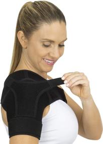 img 4 attached to Vive Shoulder Stability Brace - Compression Support Sleeve for Rotator Cuff Injuries, Arthritis, Sprain, Dislocation, PT - Targeted Pain Relief for Inflammation and AC Joint (Black)