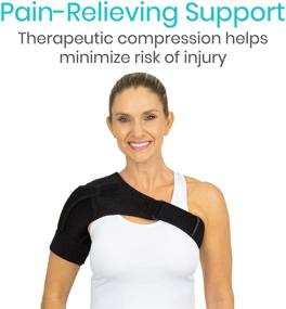 img 2 attached to Vive Shoulder Stability Brace - Compression Support Sleeve for Rotator Cuff Injuries, Arthritis, Sprain, Dislocation, PT - Targeted Pain Relief for Inflammation and AC Joint (Black)