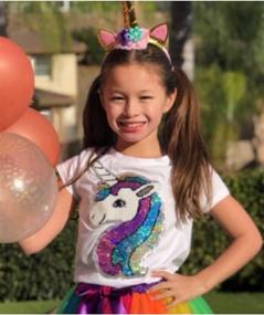 img 2 attached to 🦄 Sparkle in Style: HH Family Girl's Unicorn Birthday Top Tee - Perfect Casual T-Shirt