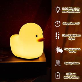 img 2 attached to Rechargeable LED Cute Duck Night Light for Kids Baby - Dull Duck Sleep Lamp with Touch Sensor, Timer Setting and Bedside Lamp - Ideal for Christmas, Thanksgiving