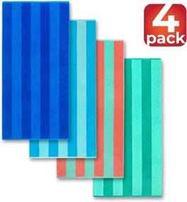 img 3 attached to 🏖️ Beachland Soft Beach Towel 30 x 60 inch Cabana Stripe Hotel Pool and Resort - Two Tone Absorbent 100% Cotton (Royal-Turquoise-Coral-Mint, Pack of 4)