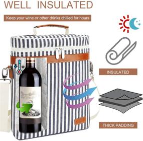 img 3 attached to 🍷 ZORMY Insulated Wine Tote Cooler Bag - 3 Bottle Carrier with Shoulder Strap, Corkscrew Opener - Perfect for Picnic, Beach, and Travel - Unique Gift for Wine Lovers