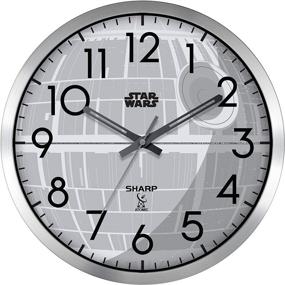 img 4 attached to ⏰ 12" Silver Brushed Finish Atomic Wall Clock – Sharp Star Wars Death Star – Sets Automatically – Battery Operated – Easy to Read & Use