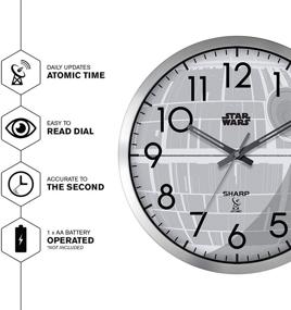 img 1 attached to ⏰ 12" Silver Brushed Finish Atomic Wall Clock – Sharp Star Wars Death Star – Sets Automatically – Battery Operated – Easy to Read & Use