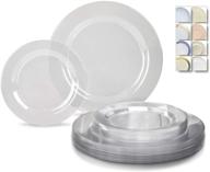 🍽️ occasions 120 pack of plates, premium disposable plastic plates set - heavyweight for wedding party (60 guests) - includes 60 x 10.5'' dinner plates and 60 x 7.5'' salad/dessert plates (plain clear) logo