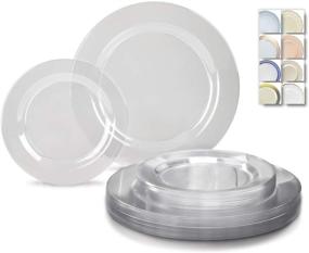 img 4 attached to 🍽️ OCCASIONS 120 Pack of Plates, Premium Disposable Plastic Plates Set - Heavyweight for Wedding Party (60 Guests) - Includes 60 x 10.5'' Dinner Plates and 60 x 7.5'' Salad/Dessert Plates (Plain Clear)