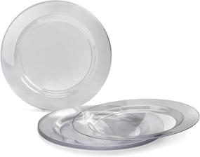 img 3 attached to 🍽️ OCCASIONS 120 Pack of Plates, Premium Disposable Plastic Plates Set - Heavyweight for Wedding Party (60 Guests) - Includes 60 x 10.5'' Dinner Plates and 60 x 7.5'' Salad/Dessert Plates (Plain Clear)
