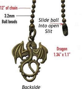 img 2 attached to 🐉 Set of 2 Bronze Dragon Fan Light Pull Chain Replacements - 3.2mm Diameter