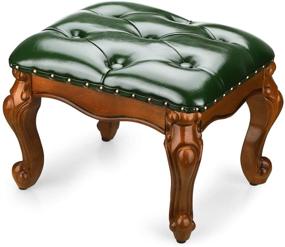 img 4 attached to 🪑 VWMYQ BILEEDA Small Ottoman Footrest Stool Chair Footstool Leather Modern Seat Soft Sofa Stool (Square, Green): A Stylish and Comfortable Addition to Any Living Space