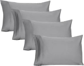 img 4 attached to 🛌 YIYEA Premium 1800 Ultra-Soft Kids Microfiber Pillowcase Set - Double Brushed - Wrinkle Resistant (Queen/King Pillowcase Set of 4, 20"x36"): Enhance Comfort and Durability for Kids