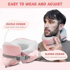 img 3 attached to 🌸 Cuddool Travel Neck Pillow - 100% Memory Foam, Adjustable & Breathable, Sleeping and Camping Pillow for Travel - Pink