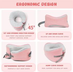 img 2 attached to 🌸 Cuddool Travel Neck Pillow - 100% Memory Foam, Adjustable & Breathable, Sleeping and Camping Pillow for Travel - Pink