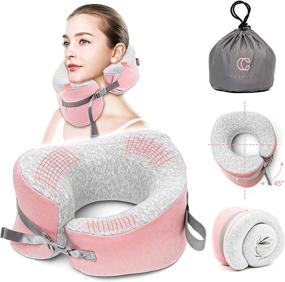 img 4 attached to 🌸 Cuddool Travel Neck Pillow - 100% Memory Foam, Adjustable & Breathable, Sleeping and Camping Pillow for Travel - Pink