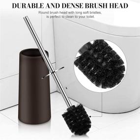 img 3 attached to IXO Toilet Brush and Holder Set - Elegant Bathroom Toilet Bowl Brush with Long Handle, 304 Stainless Steel, Cleaning Bristles - Bronze