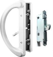 🚪 patio door handle set + mortise lock 45°: perfect replacement for sliding glass door - fits 3-15/16” screw hole spacing, non-keyed with mortise latch locks, white diecast, reversible design (non-handed) логотип